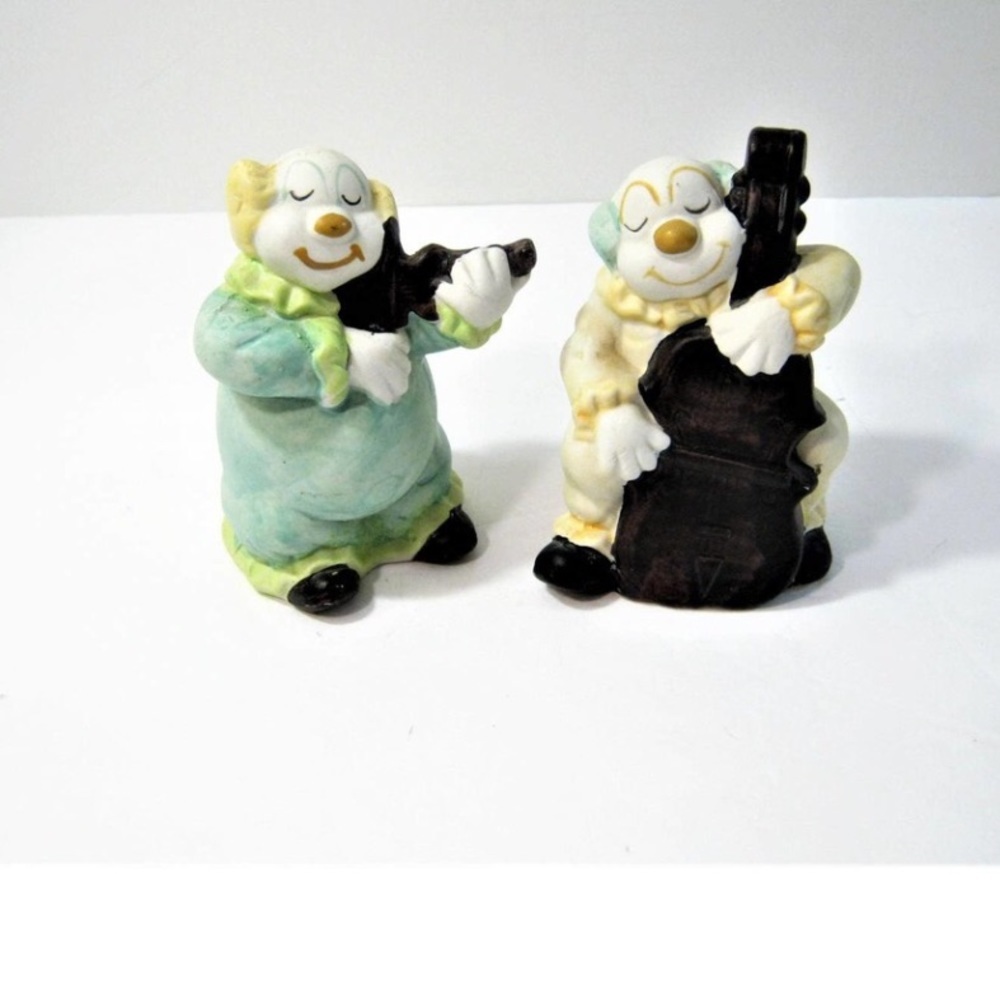 Vintage Clown Musician Figurines collectible about 4 inch tall
